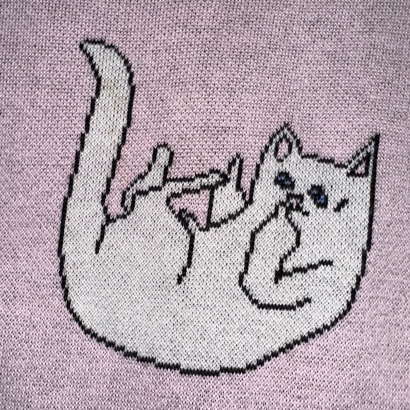 Rip n Dip • Unisex Falling For Nermal Pink & White Cat Sweater - Picture 2 of 16
